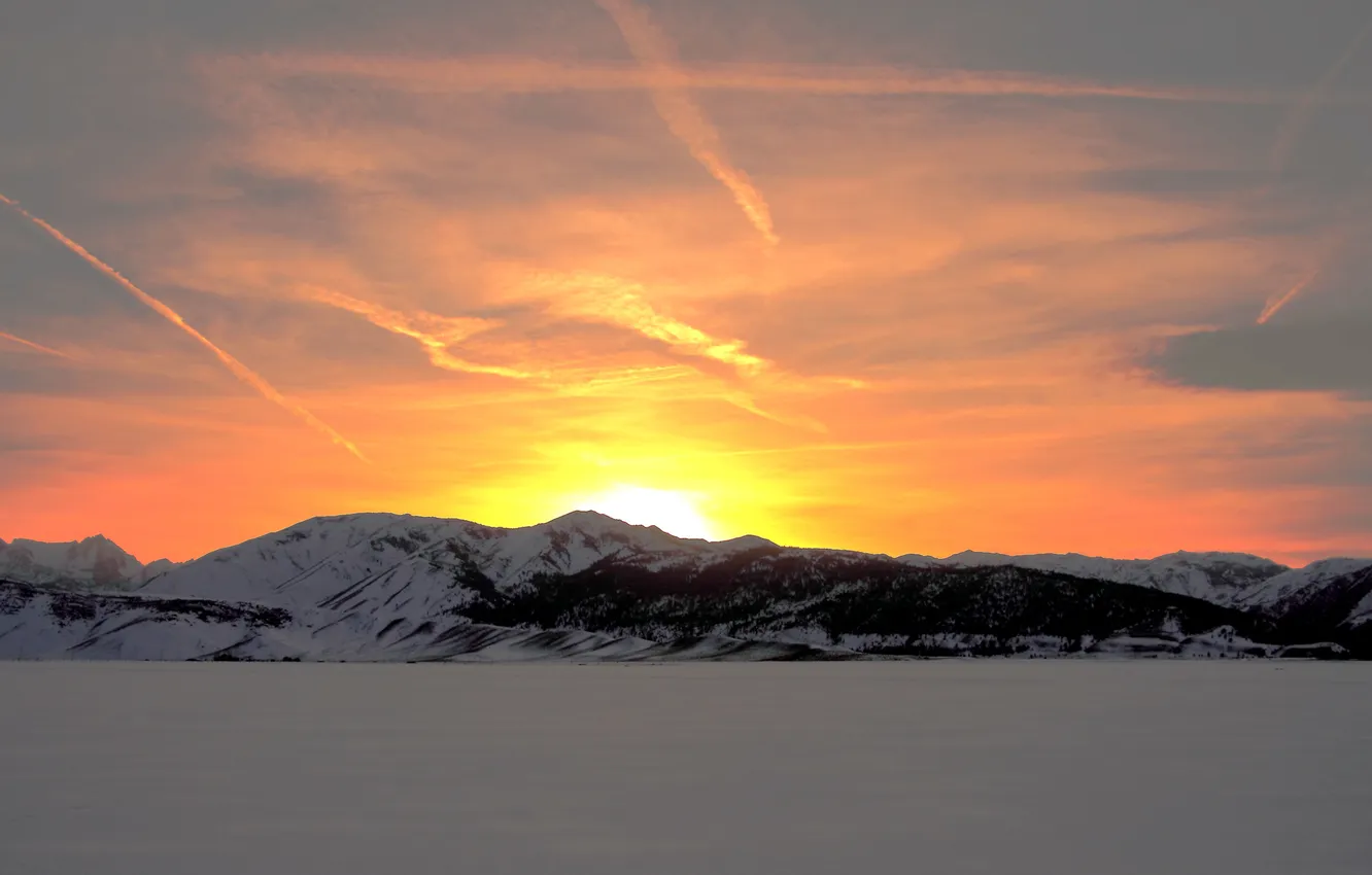 Photo wallpaper winter, the sky, snow, mountains, Snowbird