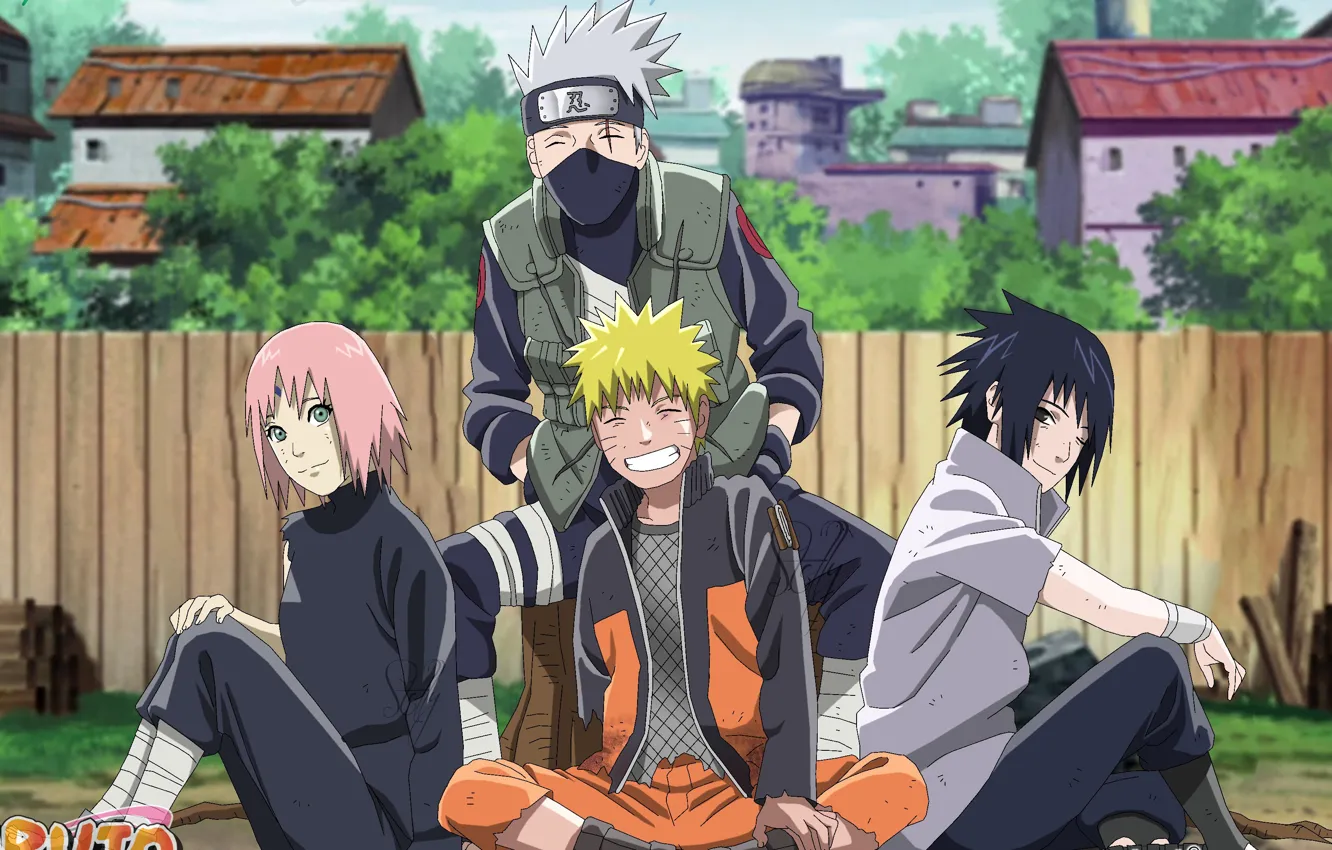 Photo wallpaper Naruto, anime, ninja, team 7, Uchiha Sasuke, shinobi, japanese, Hatake Kakashi