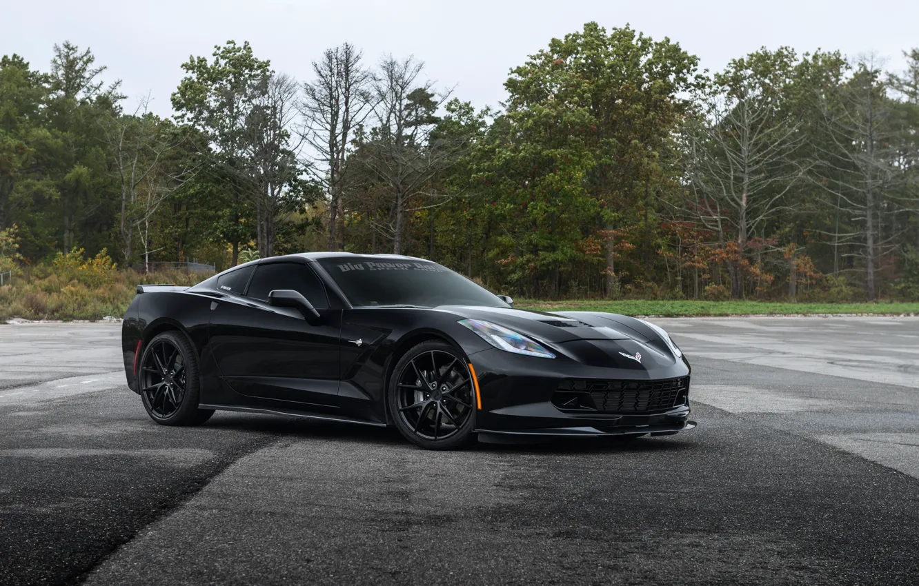 Photo wallpaper corvette, black, chevrolet, stingray