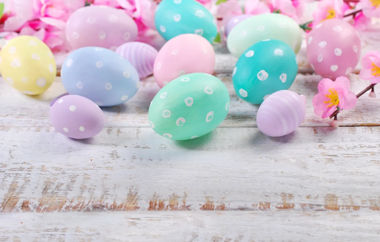 Photo wallpaper flowers, eggs, spring, Easter, flowers, spring, Easter, eggs