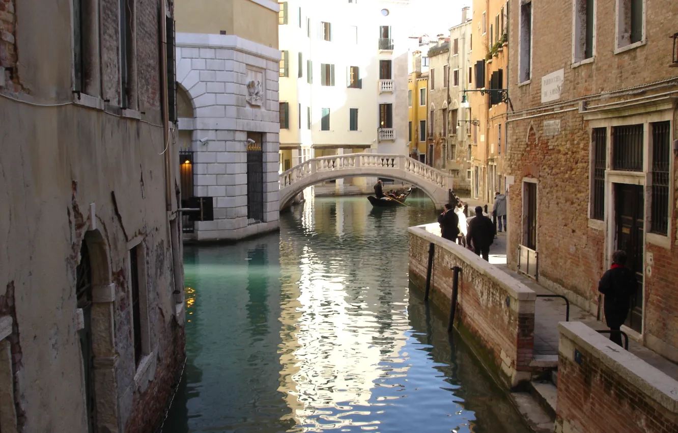 Photo wallpaper street, building, home, Italy, Venice, channel, the bridge, Italy