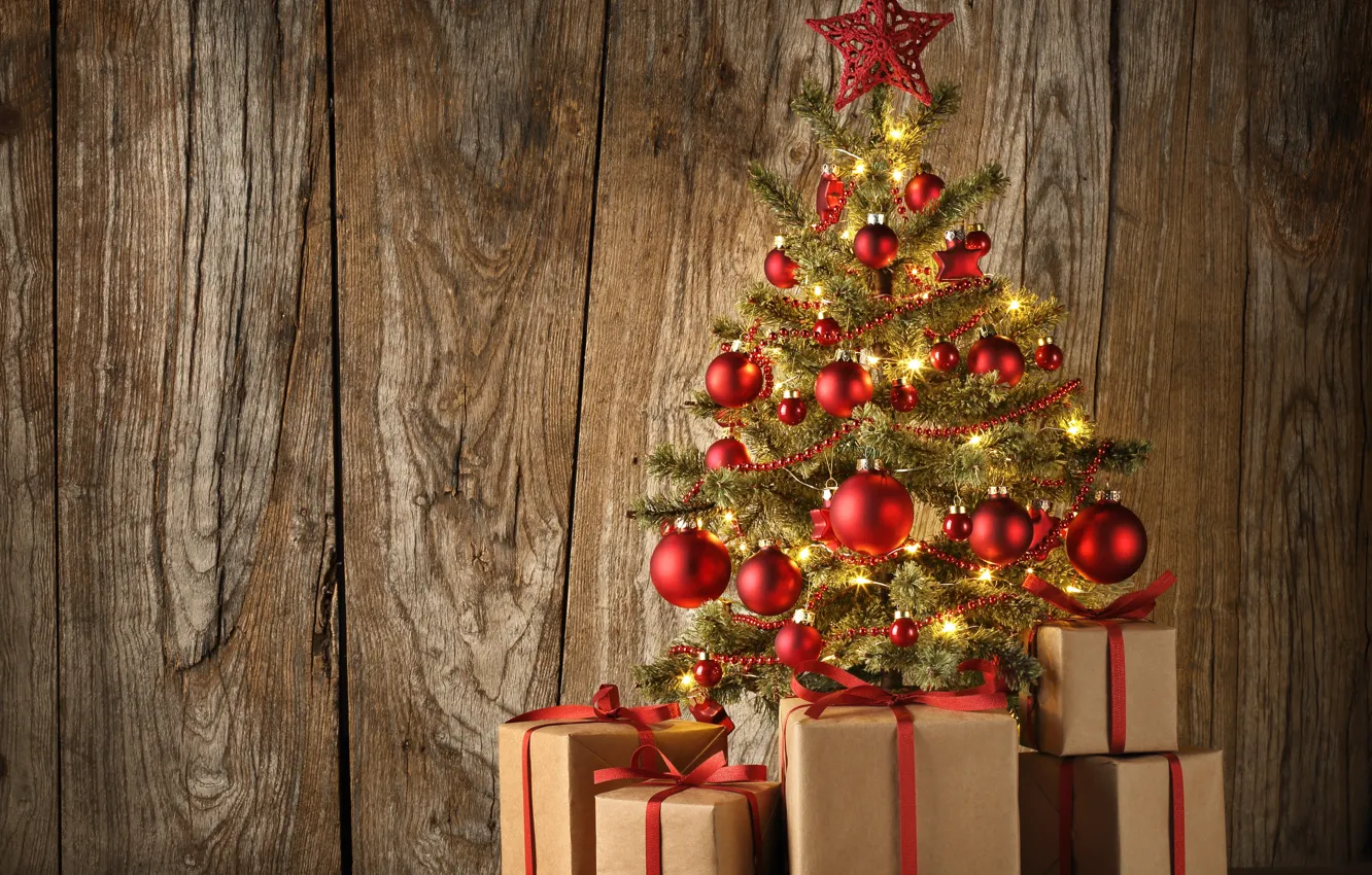 Photo wallpaper balls, decoration, balls, Board, tree, New Year, Christmas, gifts