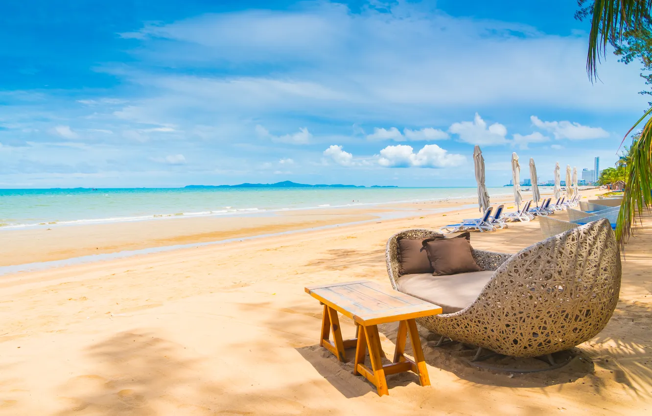 Photo wallpaper sand, sea, beach, summer, the sky, shore, vacation, summer