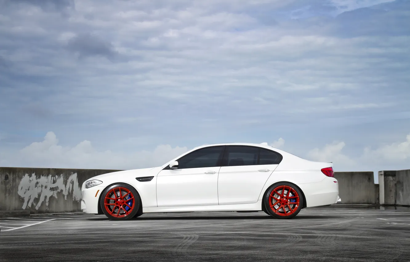 Photo wallpaper white, red, BMW, BMW, profile, red, drives, F10