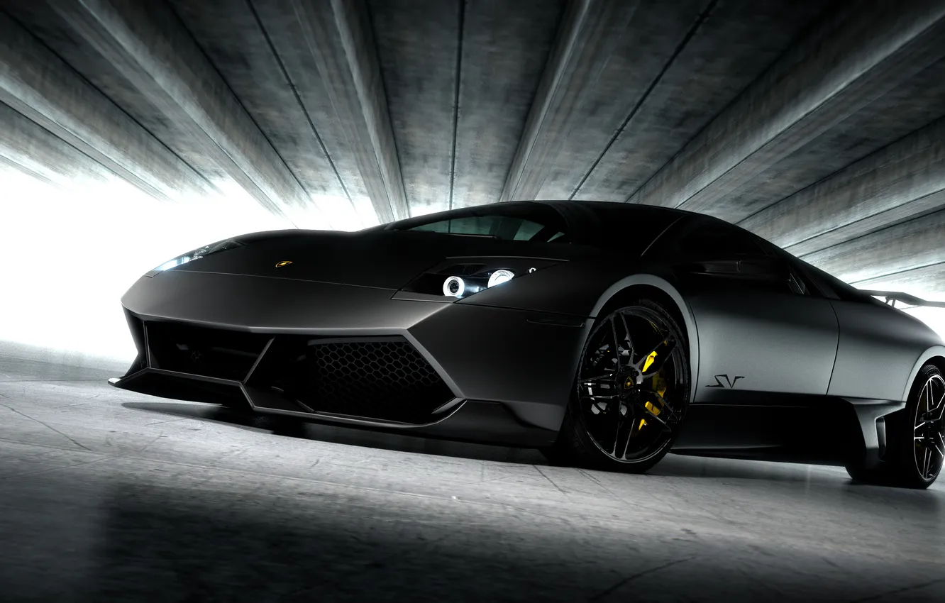 Photo wallpaper black, Lamborghini, Matt, black, Lamborghini, murcielago, LP670-4, Lamborghini