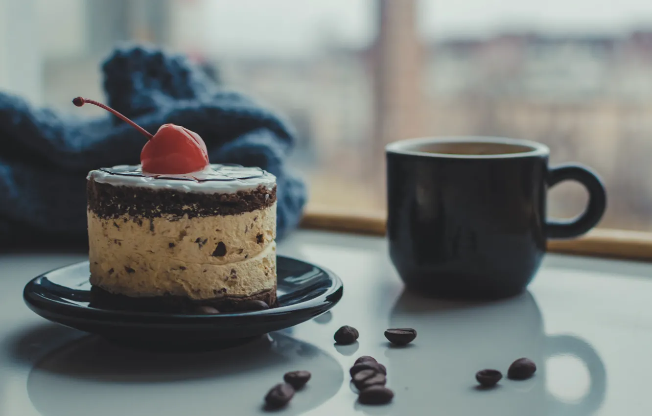 Photo wallpaper coffee, Cup, cake