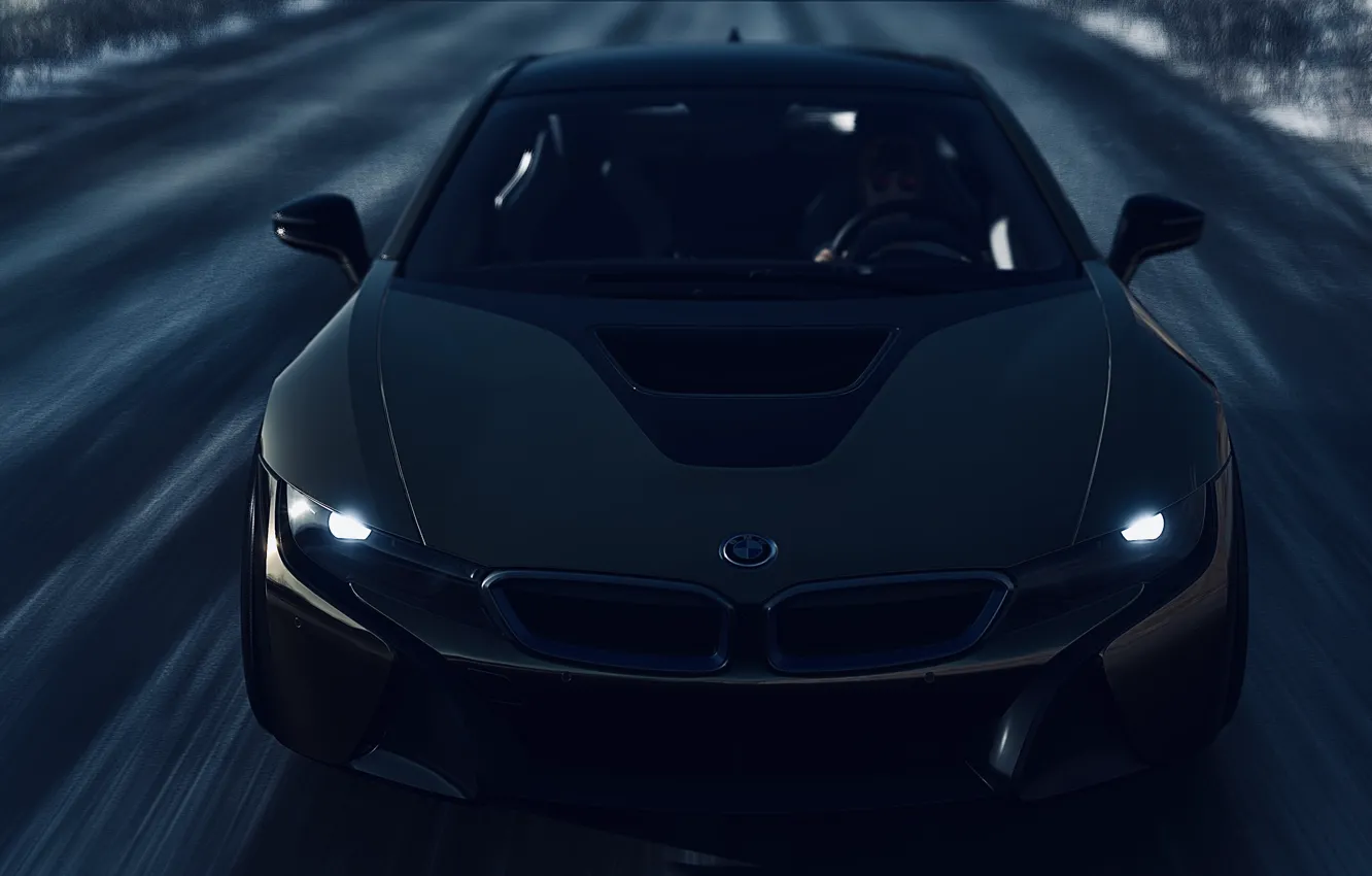 Photo wallpaper HDR, BMW, game, winter, speed, UHD, i8, XBox One X