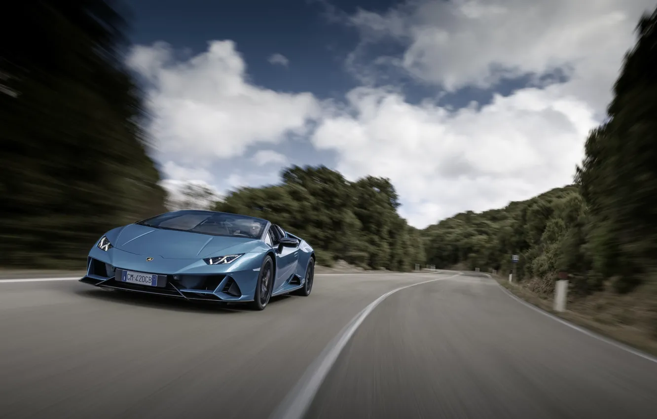 Photo wallpaper Lamborghini, road, Supercar, Huracan, Lamborghini Huracan EVO Spyder