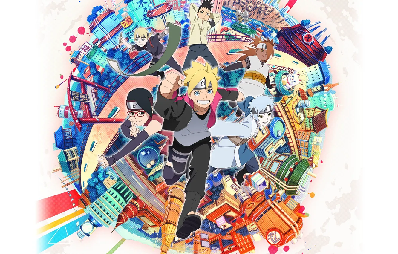 Photo wallpaper city, fire, game, Naruto, anime, ninja, asian, manga