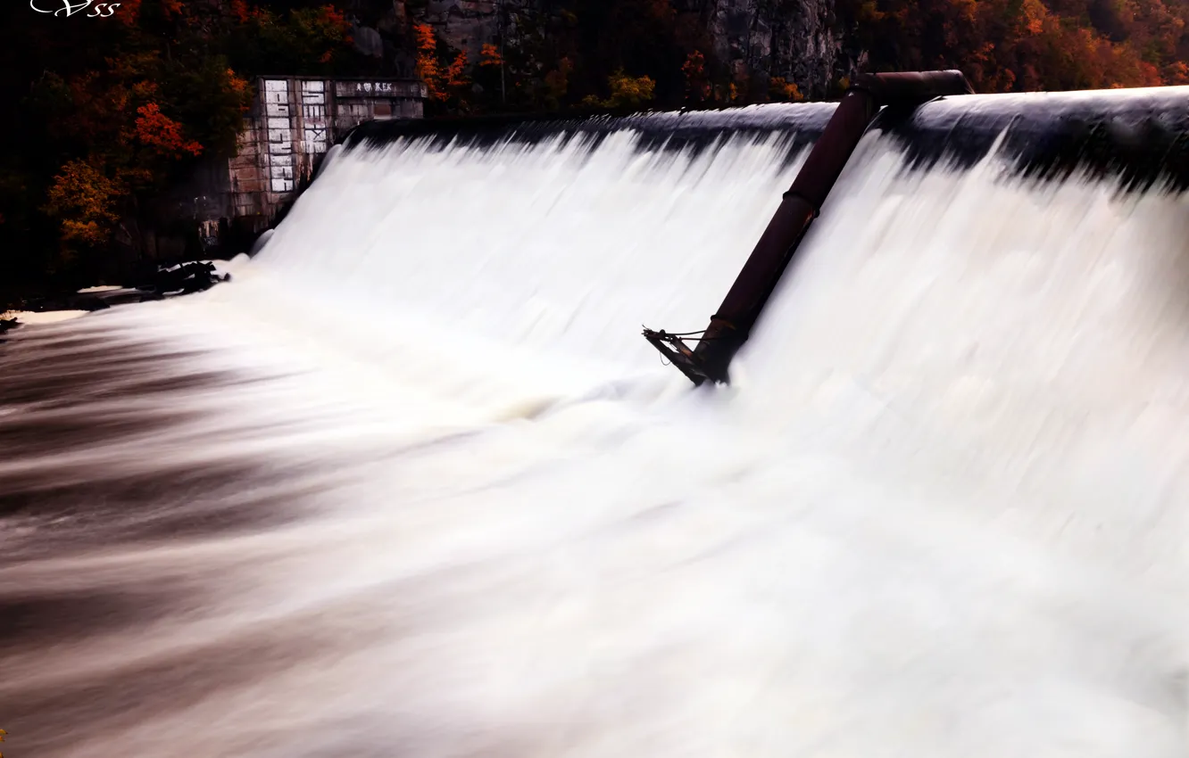Photo wallpaper water, river, waterfall, dam, Zhytomyr.