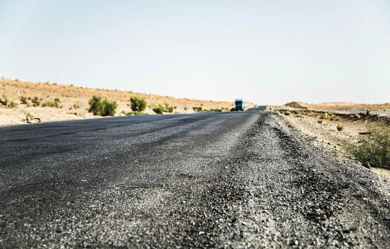 Photo wallpaper road, the sky, desert, Truck