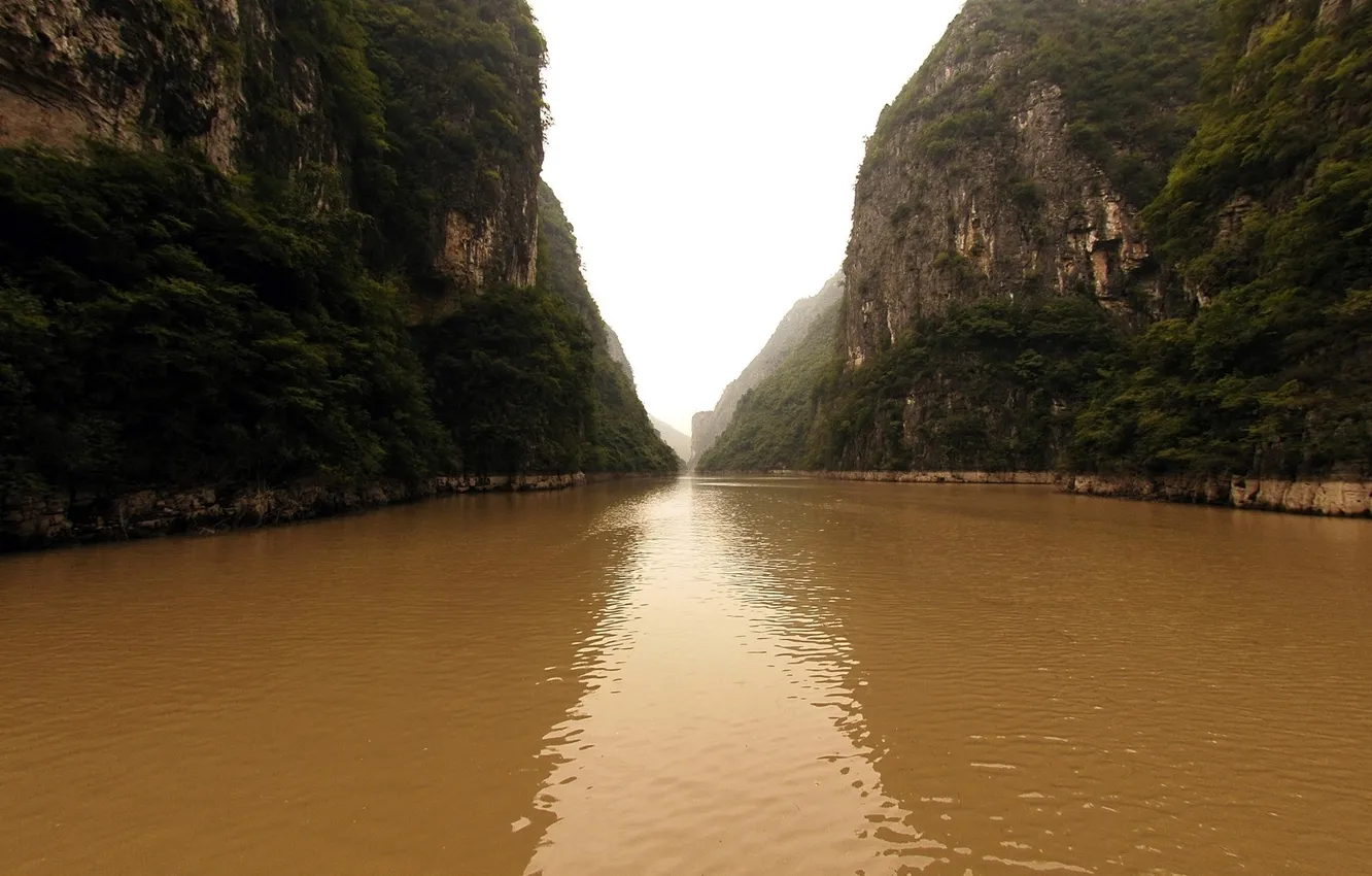 Photo wallpaper water, mountains, moss, gorge, Canyon