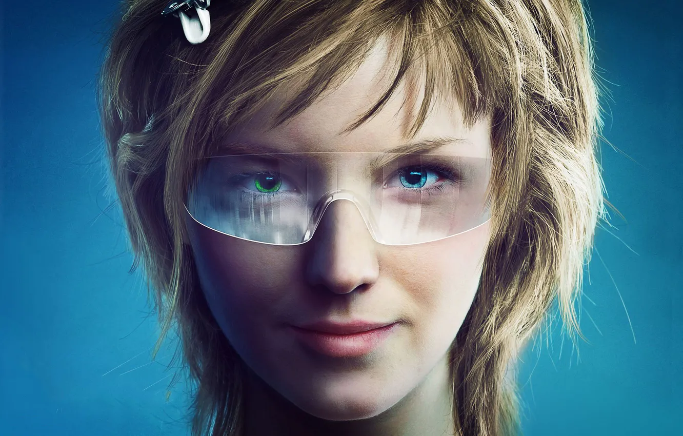 Photo wallpaper girl, face, Wallpaper, figure, glasses