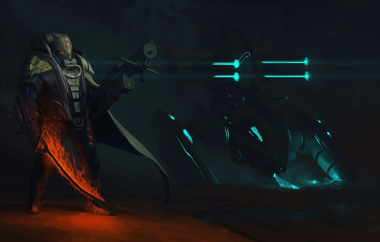 Photo wallpaper lights, weapons, fiction, transport, sword, soldiers, sword, gun