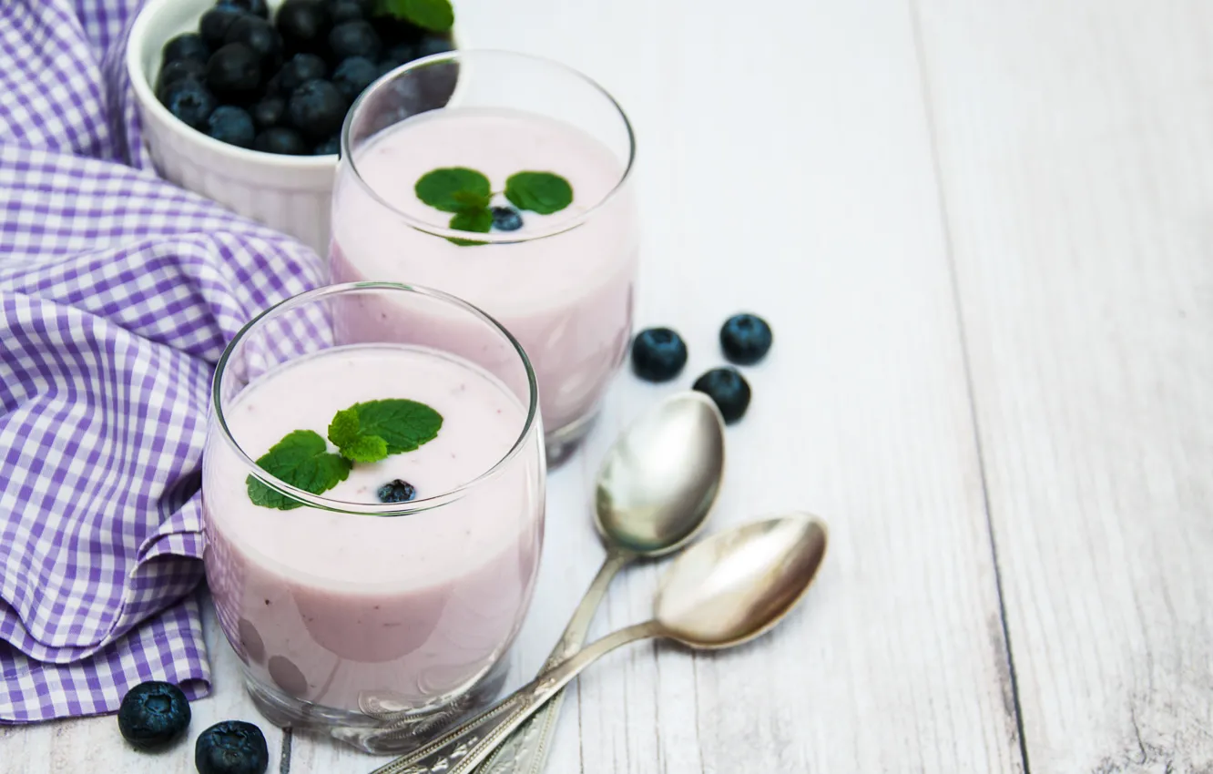 Photo wallpaper berries, blueberries, yogurt, stony, Olena Rudo