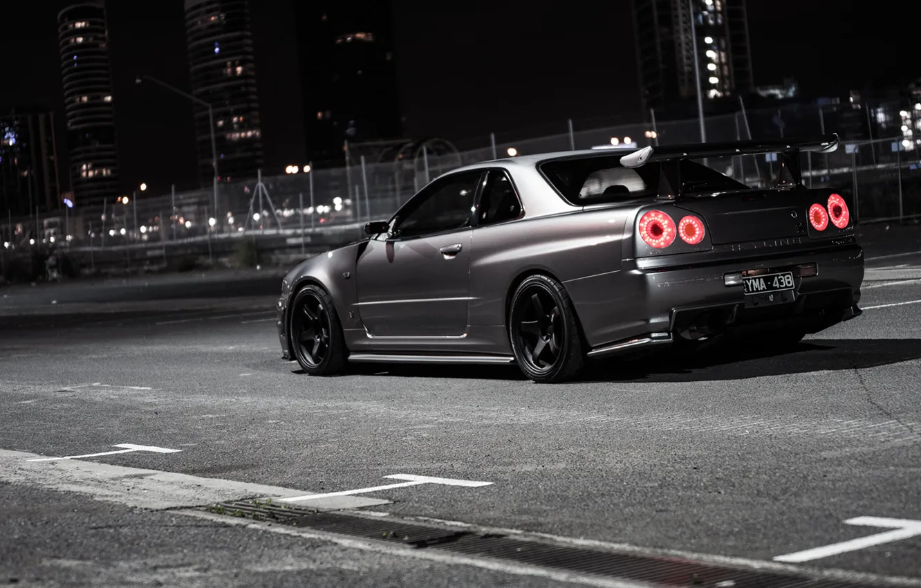 Photo wallpaper night, city, the city, nissan, Nissan, night, skyline, skyline.gtr