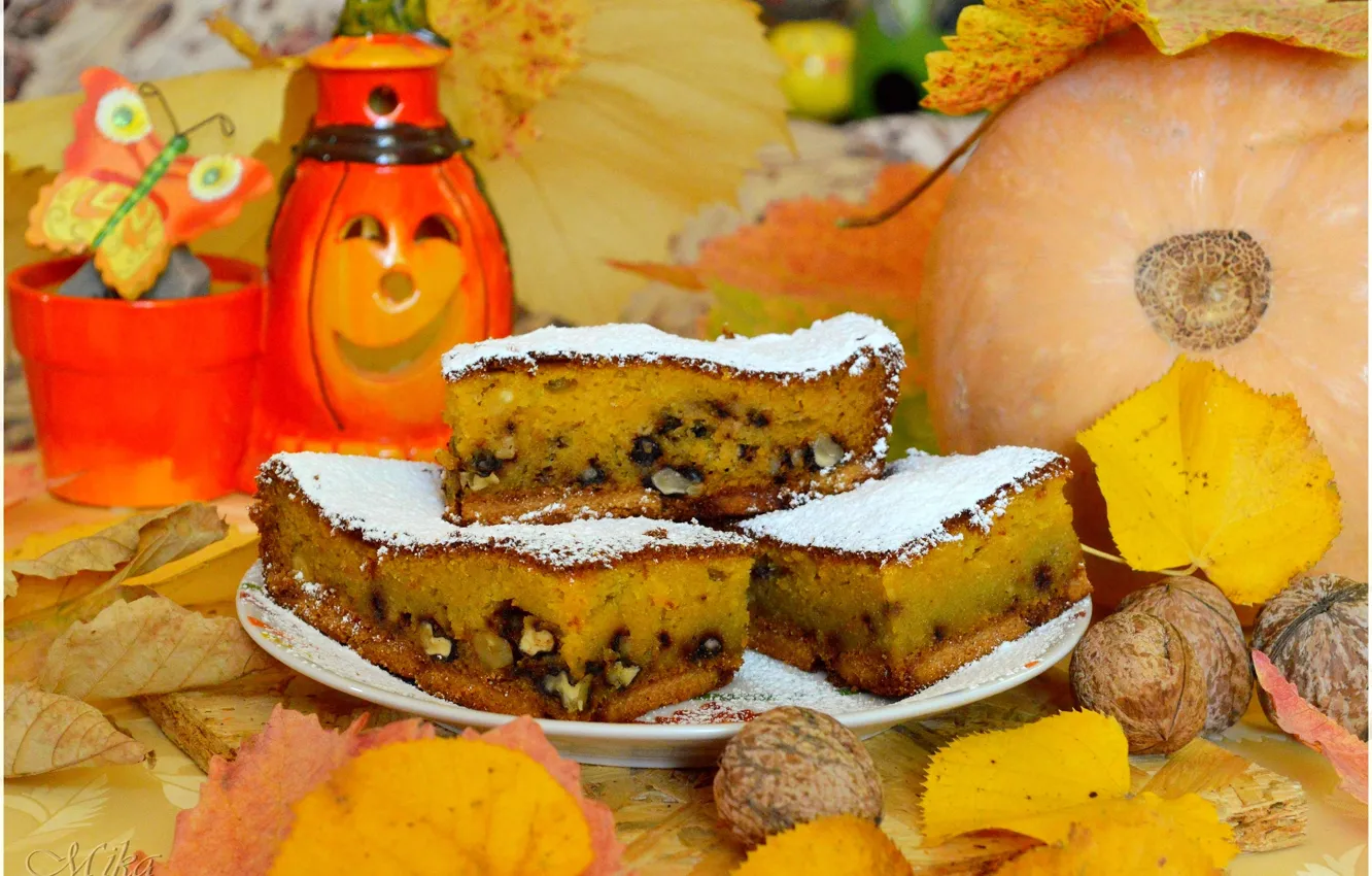 Photo wallpaper pie, sweets, pumpkin, nuts