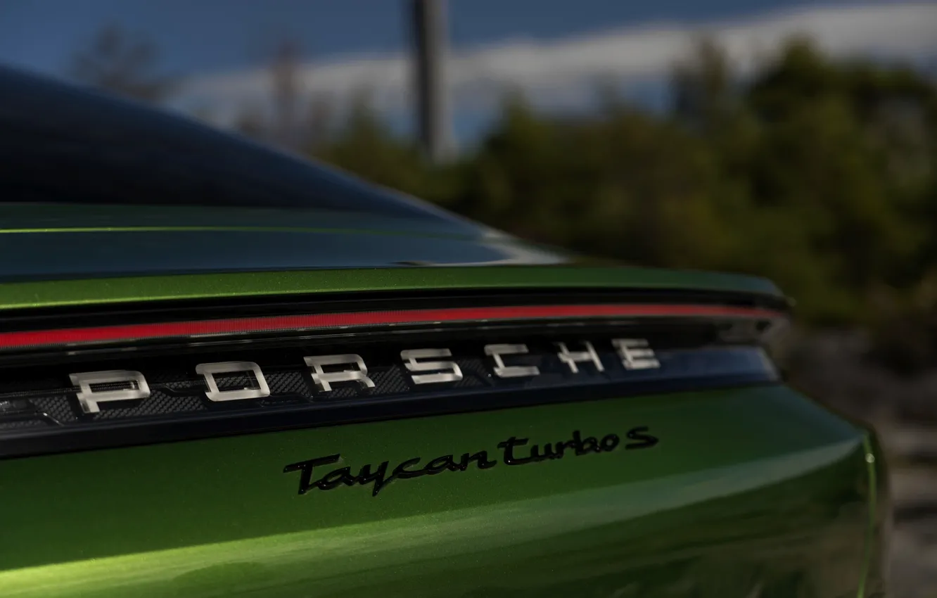 Photo wallpaper the inscription, strip, Porsche, feed, Turbo S, 2020, Taycan