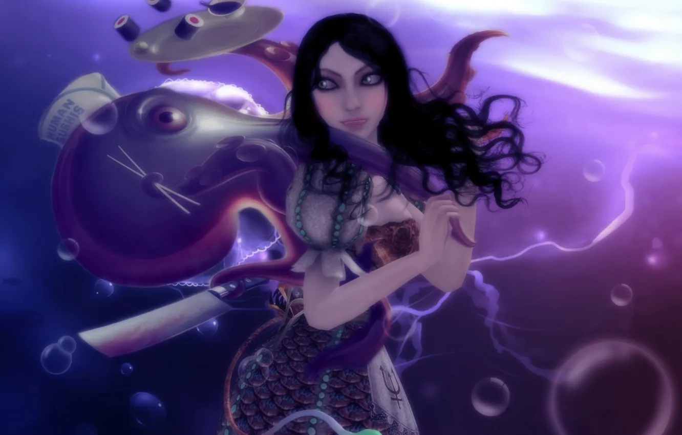 Photo wallpaper octopus, Alice, sea, Alice: Madness Returns