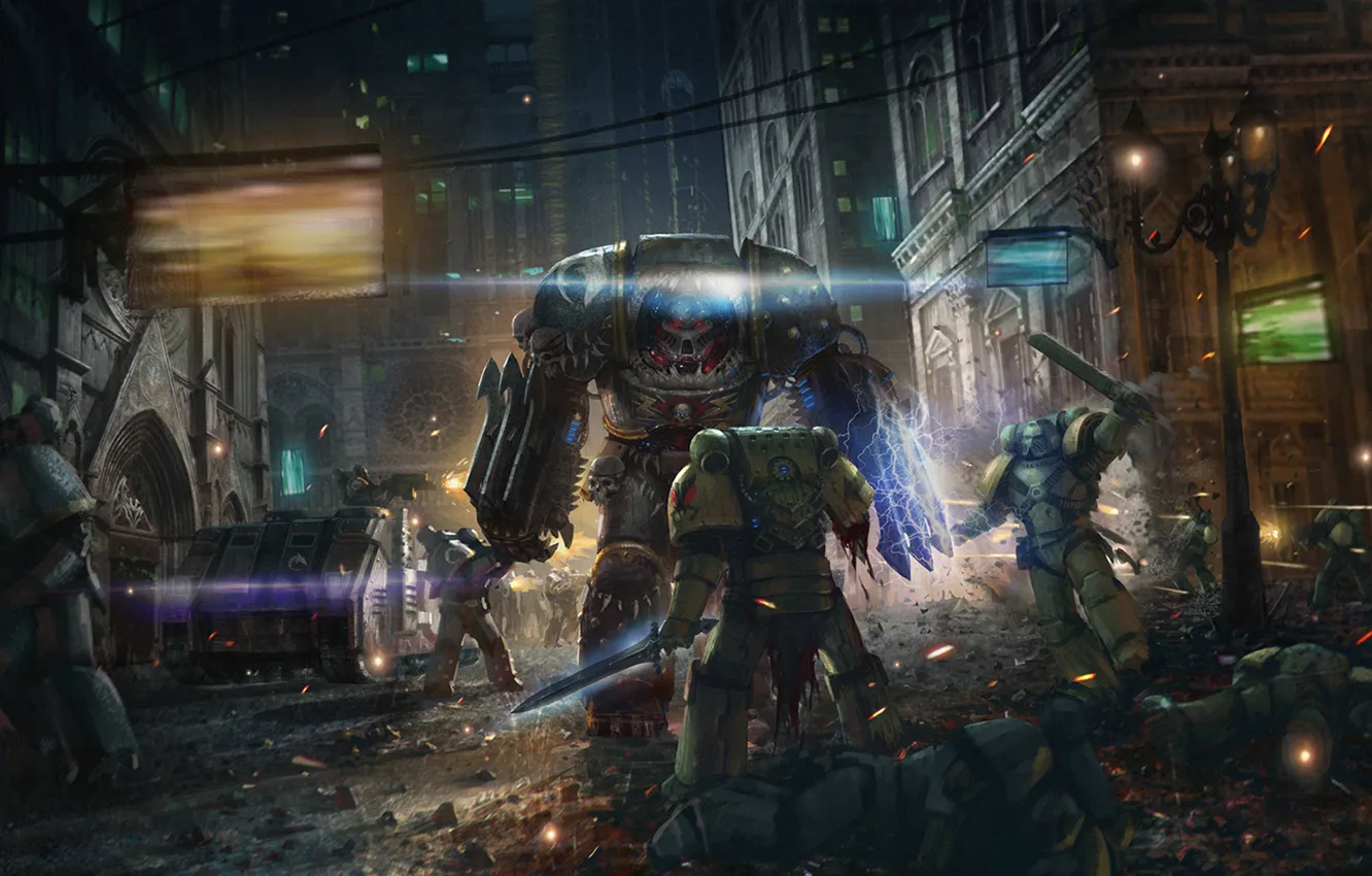 Photo wallpaper fiction, war, blood, soldiers, warhammer 40000, Warhammer 40K, WH40K