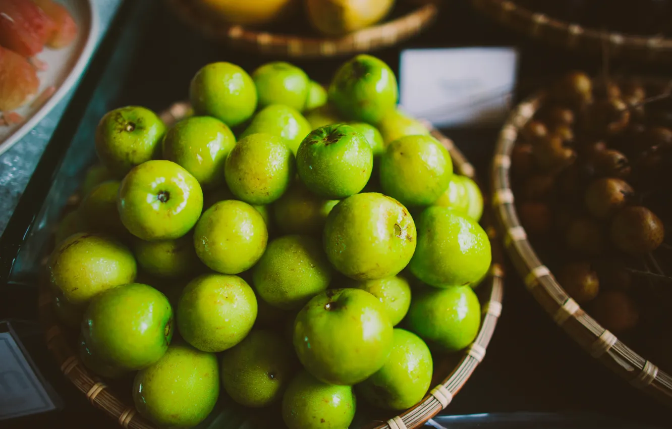 Photo wallpaper green, apples, a lot