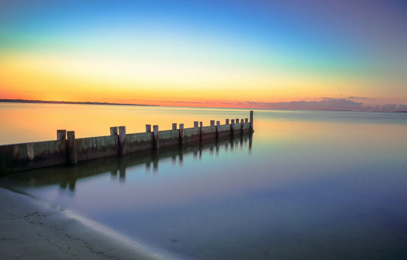Photo wallpaper landscape, sunset, river