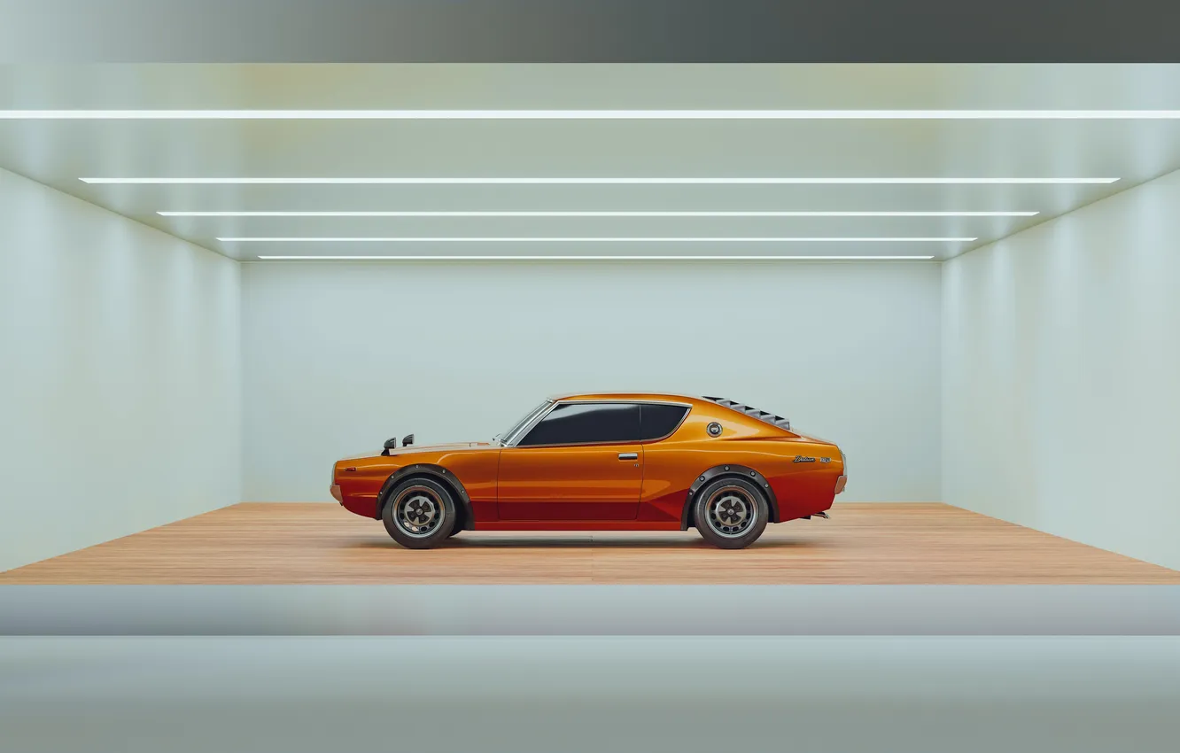 Photo wallpaper car, custom, orange, datsun