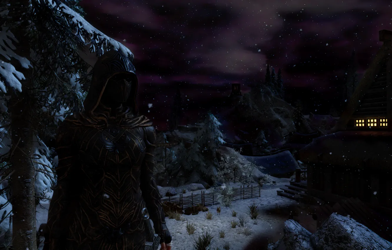 Photo wallpaper game, Skyrim, Nightingale, Nigth