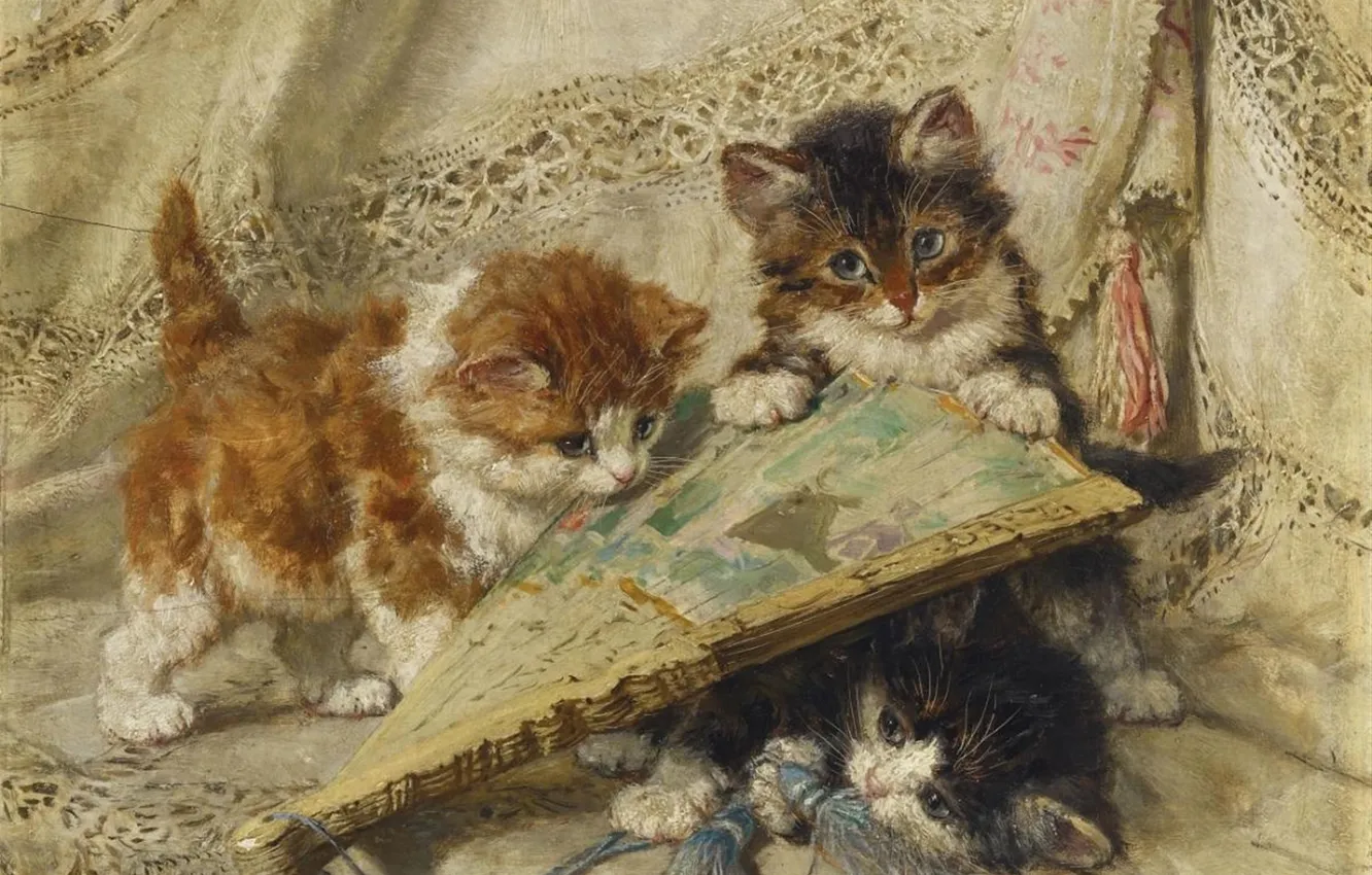 Photo wallpaper cat, picture, four, kitty, Henrietta Ronner-Knipe, Henriette Ronner-Knip, Innocence, The Belgian artist