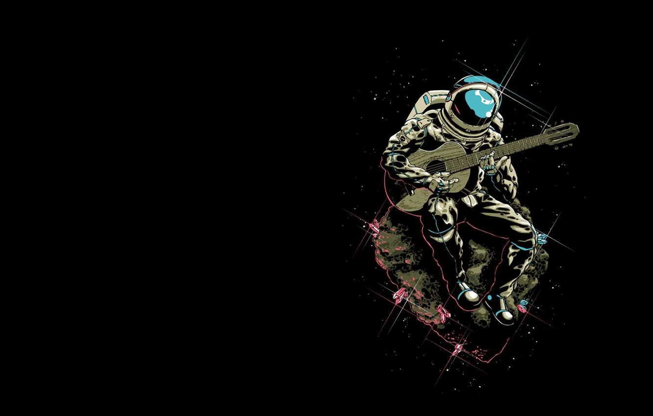 Photo wallpaper space, music, guitar, guitarist, kosmonaft