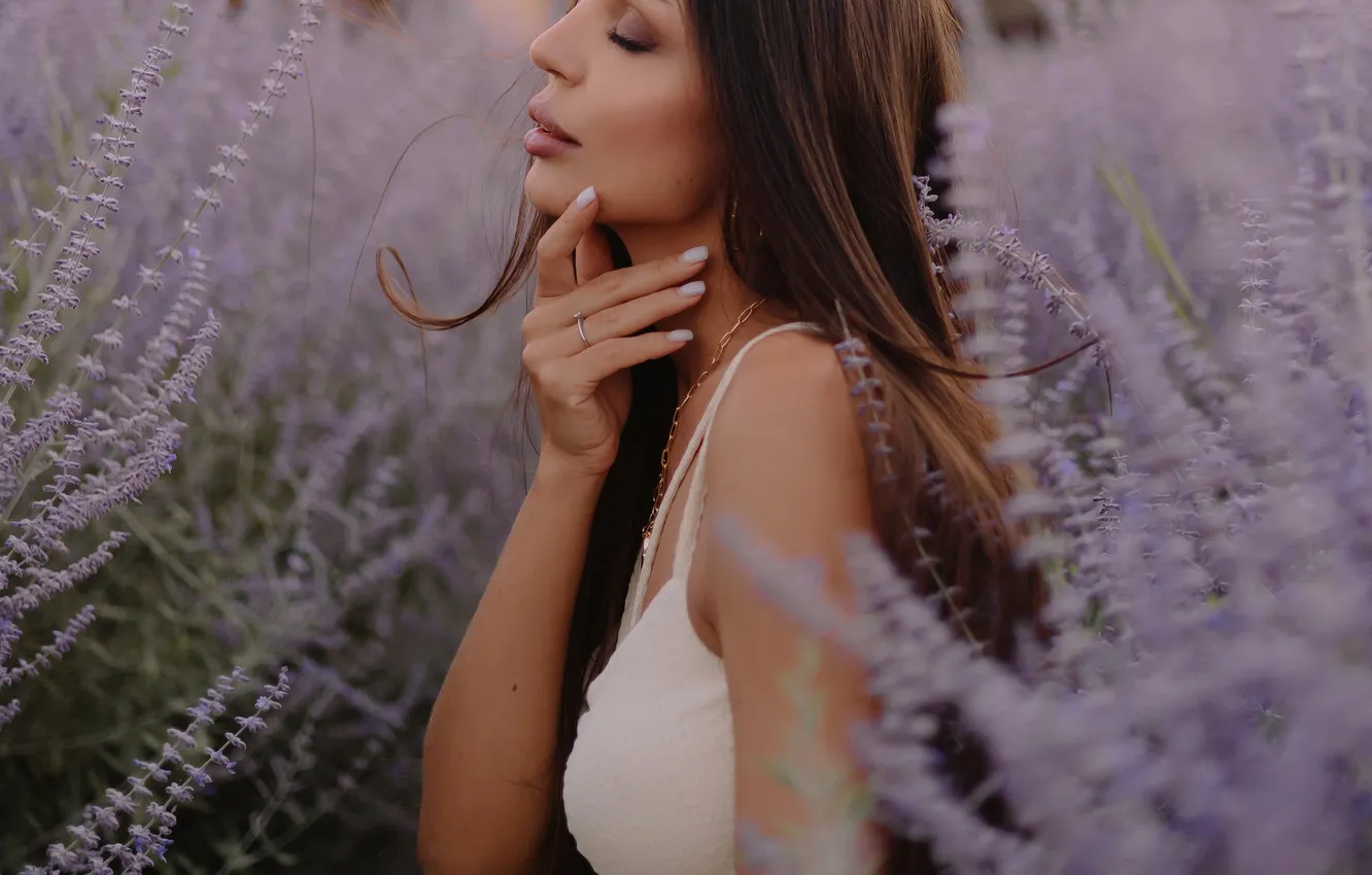 Photo wallpaper field, photoshoot, lavender, Alina, Ulyana Bukanova (Mizinova)