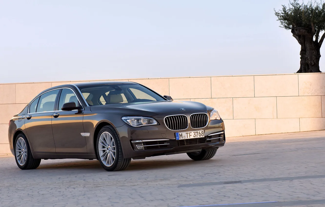 Photo wallpaper machine, auto, lights, BMW, pavers, BMW, grille, day