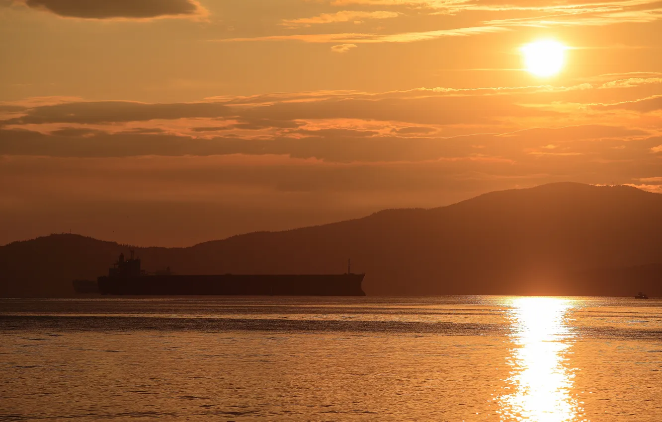 Photo wallpaper sunset, Canada, Bay, English