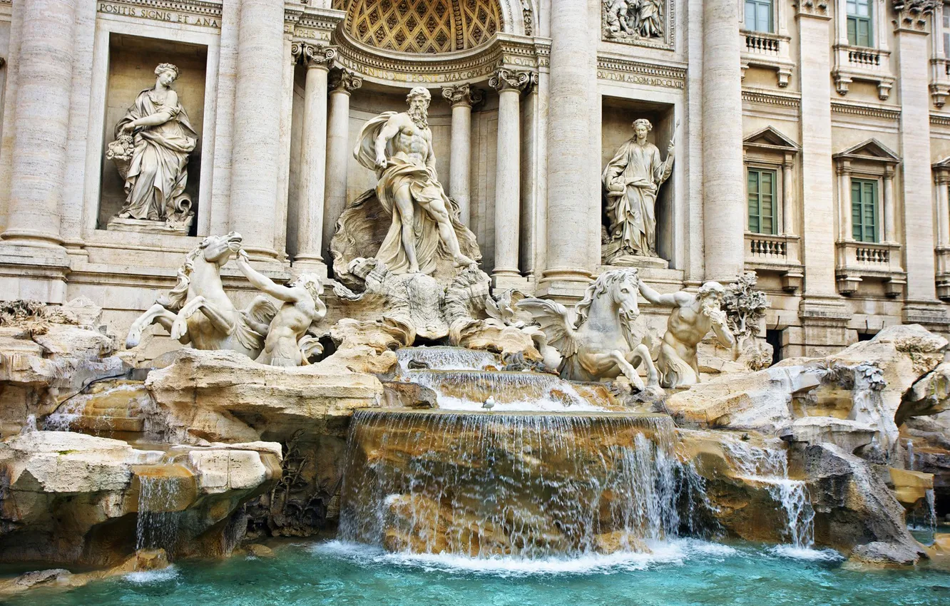 Photo wallpaper fountain, sculpture, Italy, Rome, Trevi
