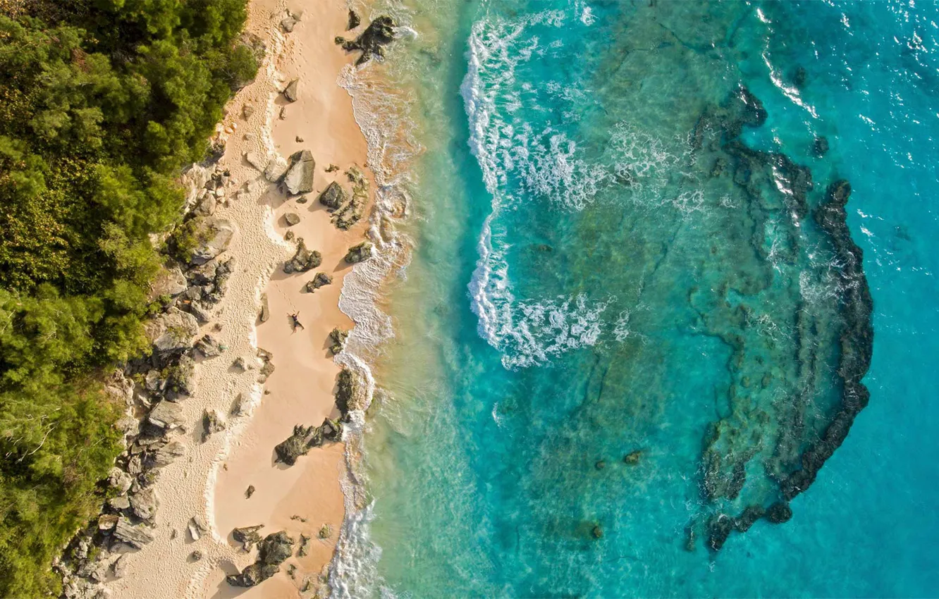 Photo wallpaper beach, landscape, nature, the ocean, Bermuda, Bermuda, Marley Beach