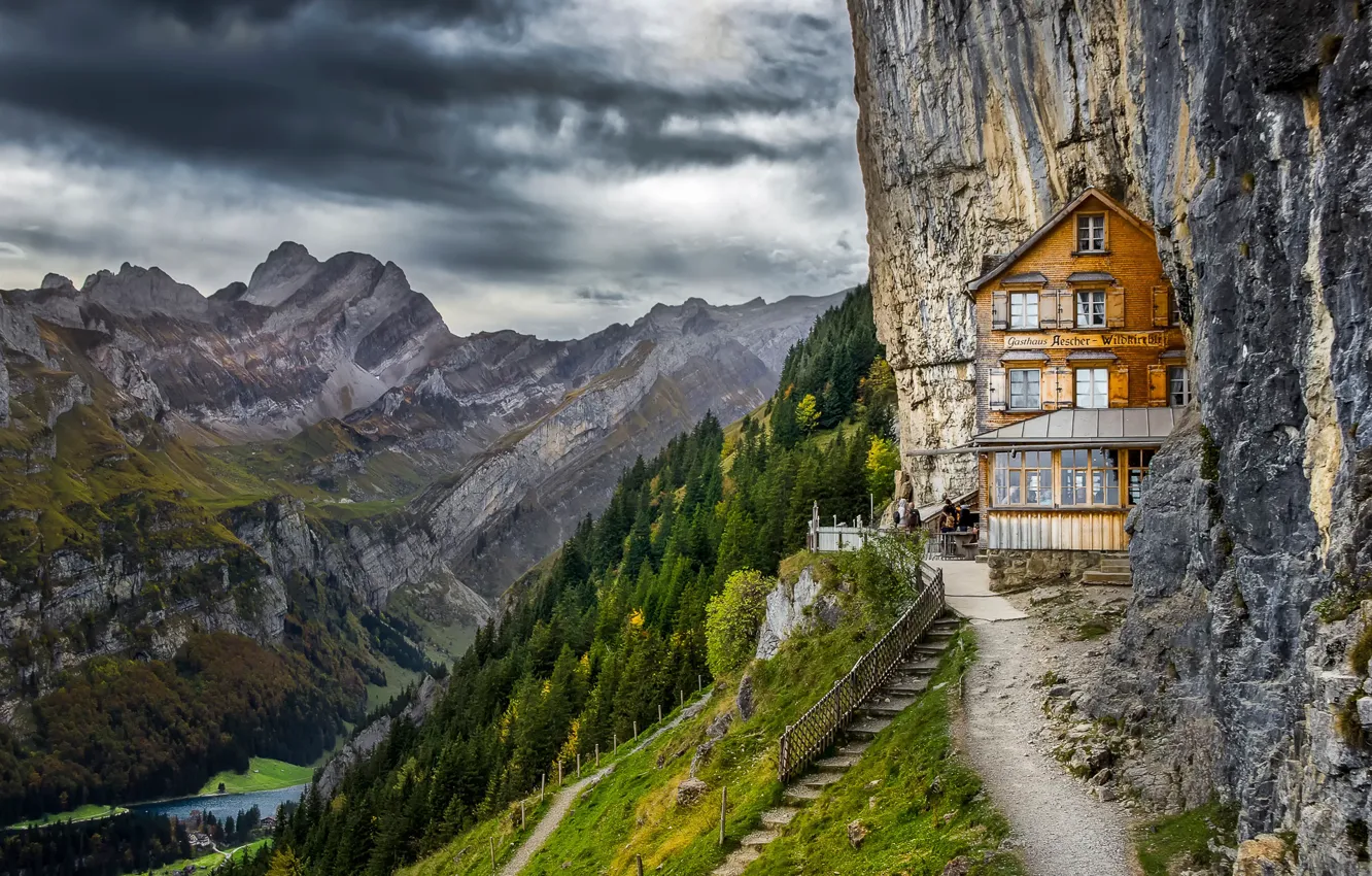 Photo wallpaper mountains, Switzerland, Alps, Board