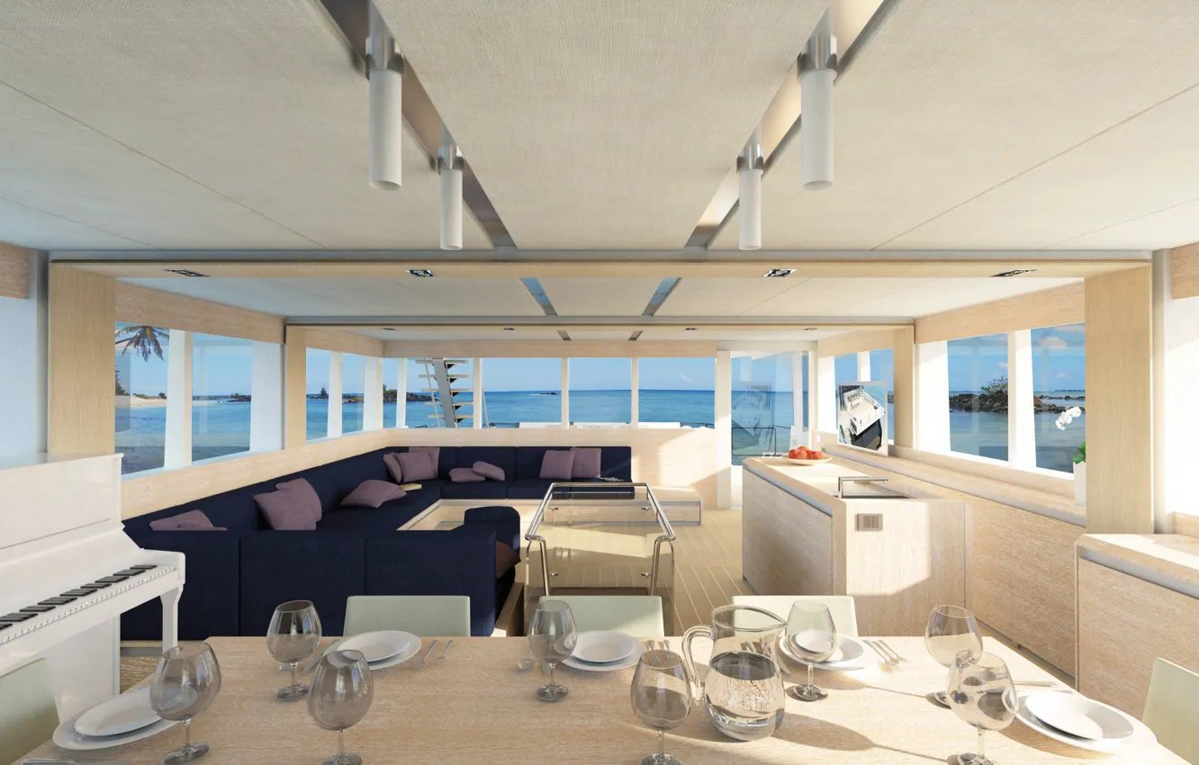 Photo wallpaper design, style, interior, yacht, salon, Suite