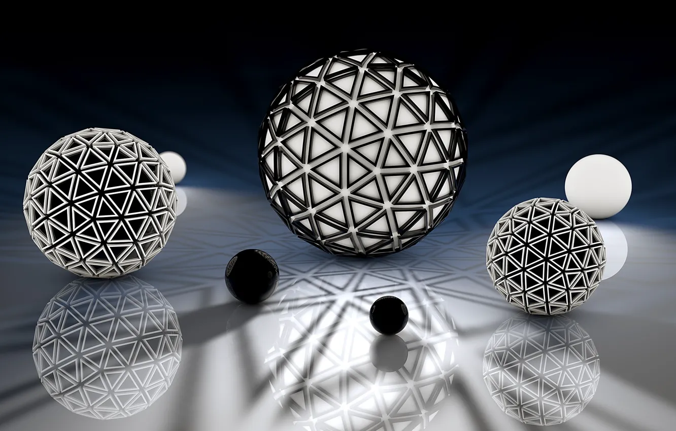 Photo wallpaper reflection, background, balls