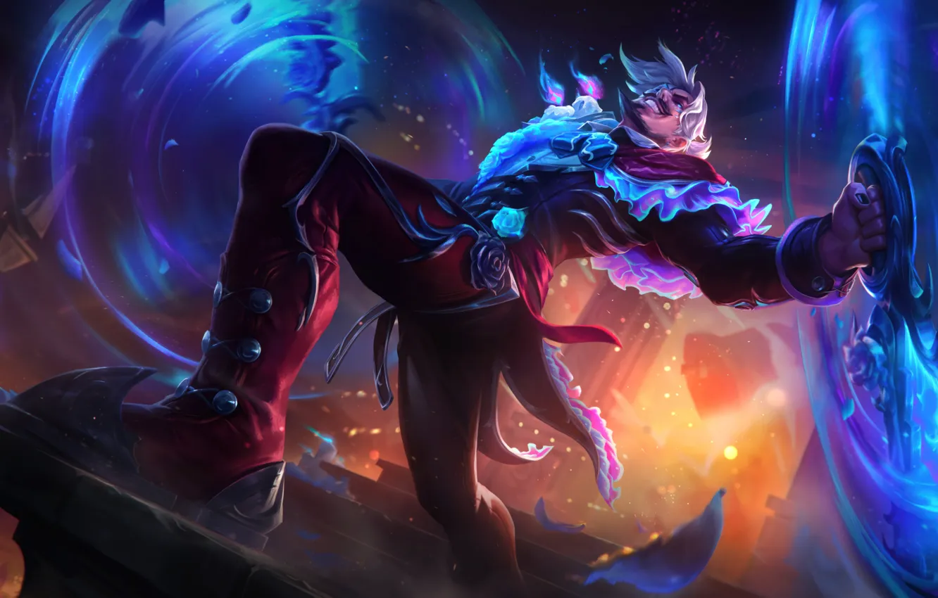 Photo wallpaper pose, magic, glow, shield, League of Legends, digital art, Riot Games, Draven