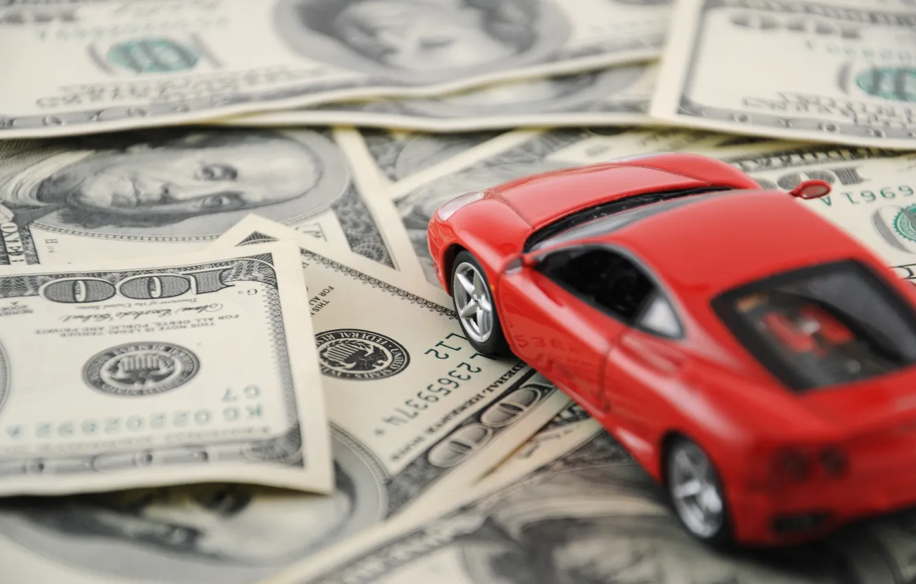 Photo wallpaper car, red, money, $