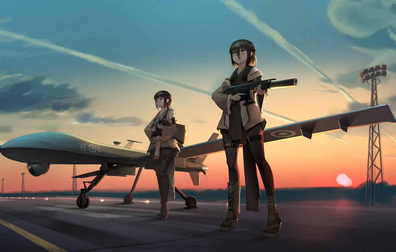 Photo wallpaper weapons, girls, the plane