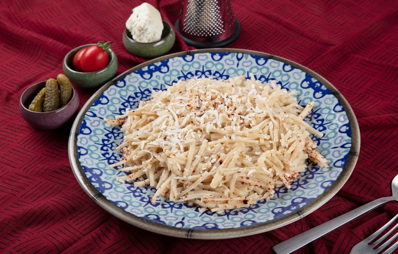 Photo wallpaper pasta, Turkish Cuisine, noodle, grated cheese