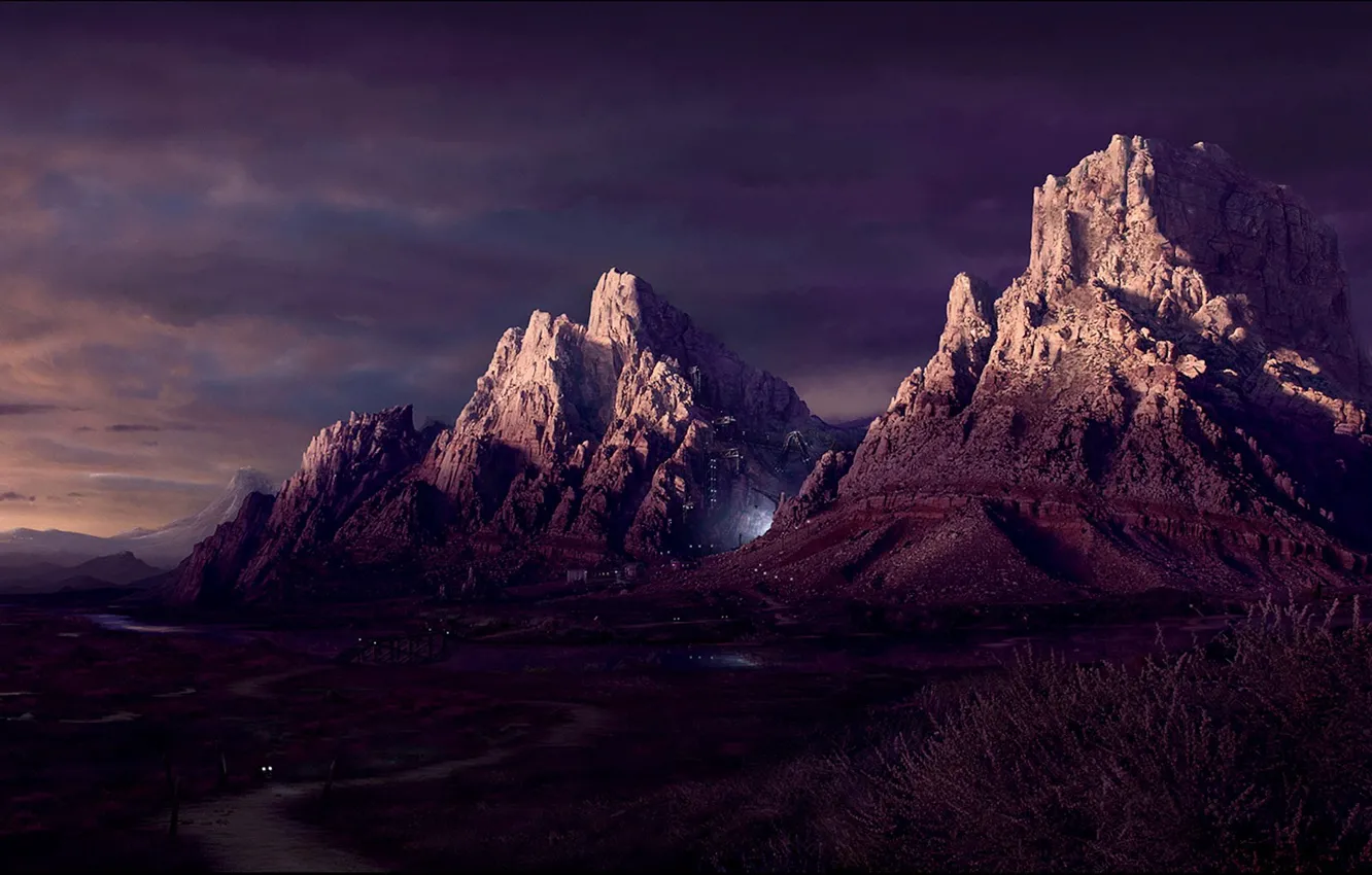 Photo wallpaper road, light, mountains, 151