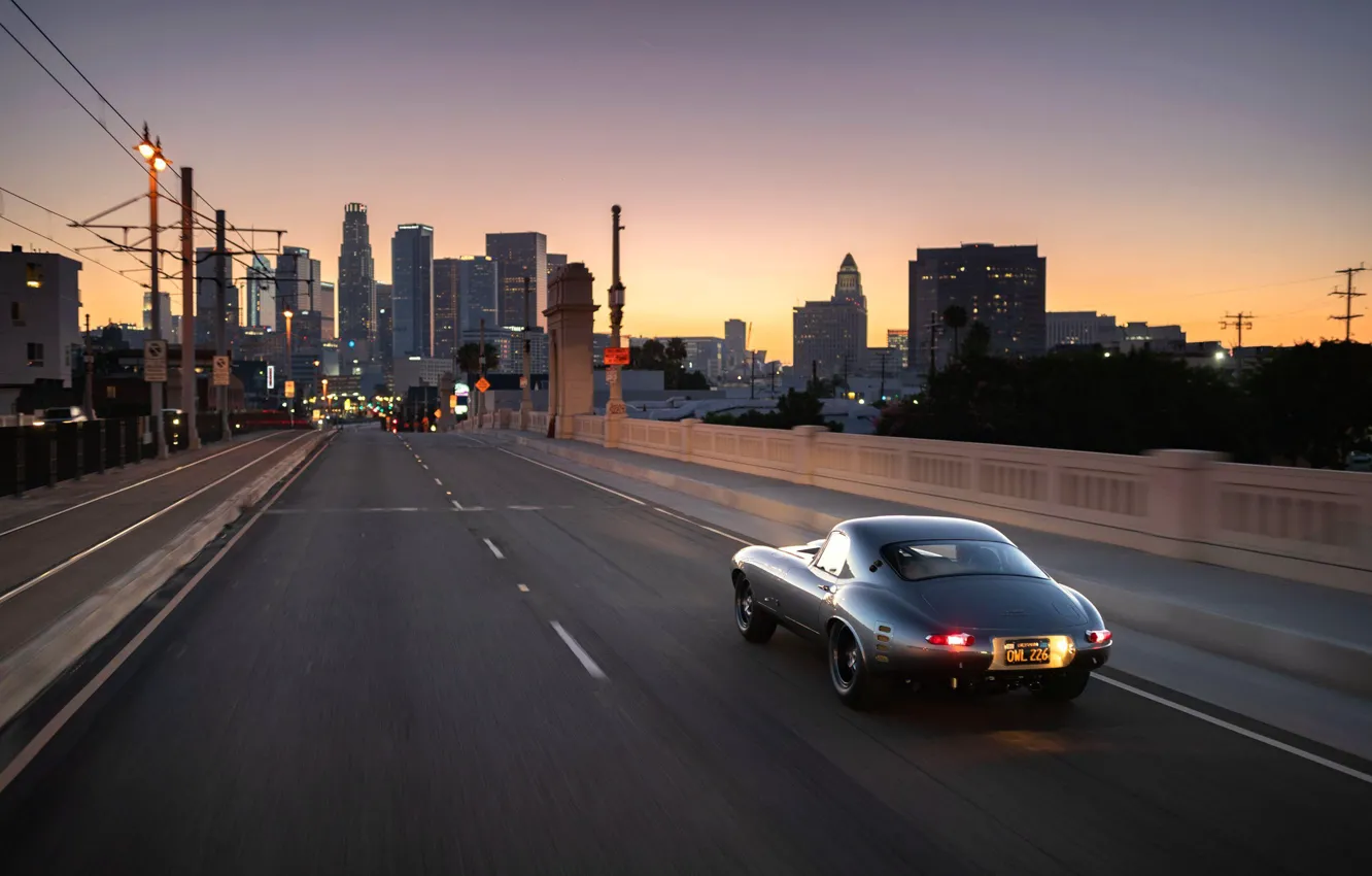 Photo wallpaper Road, The city, Sports car, Jaguar E Type