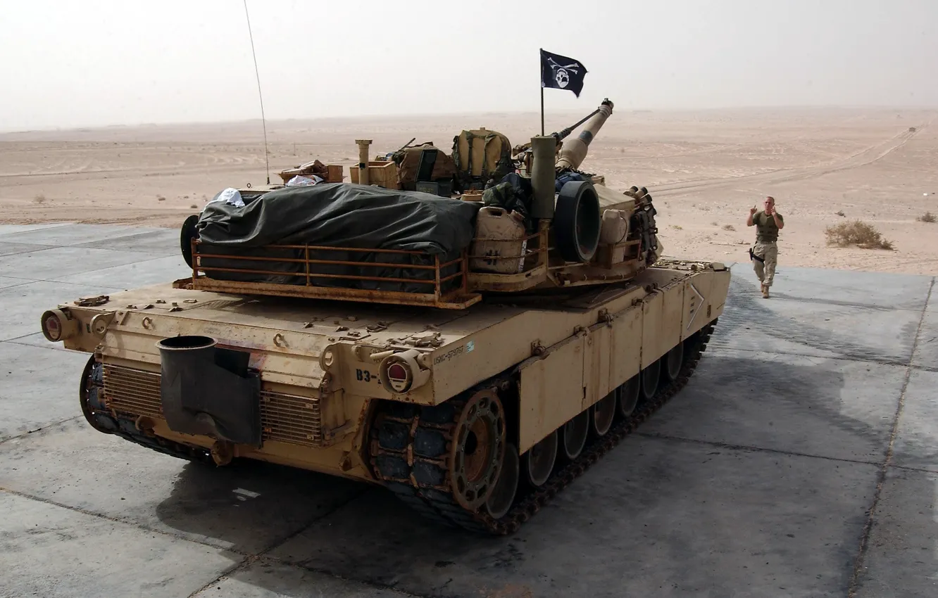 Photo wallpaper desert, tank, USA, combat, Abrams, main, M1 Abrams