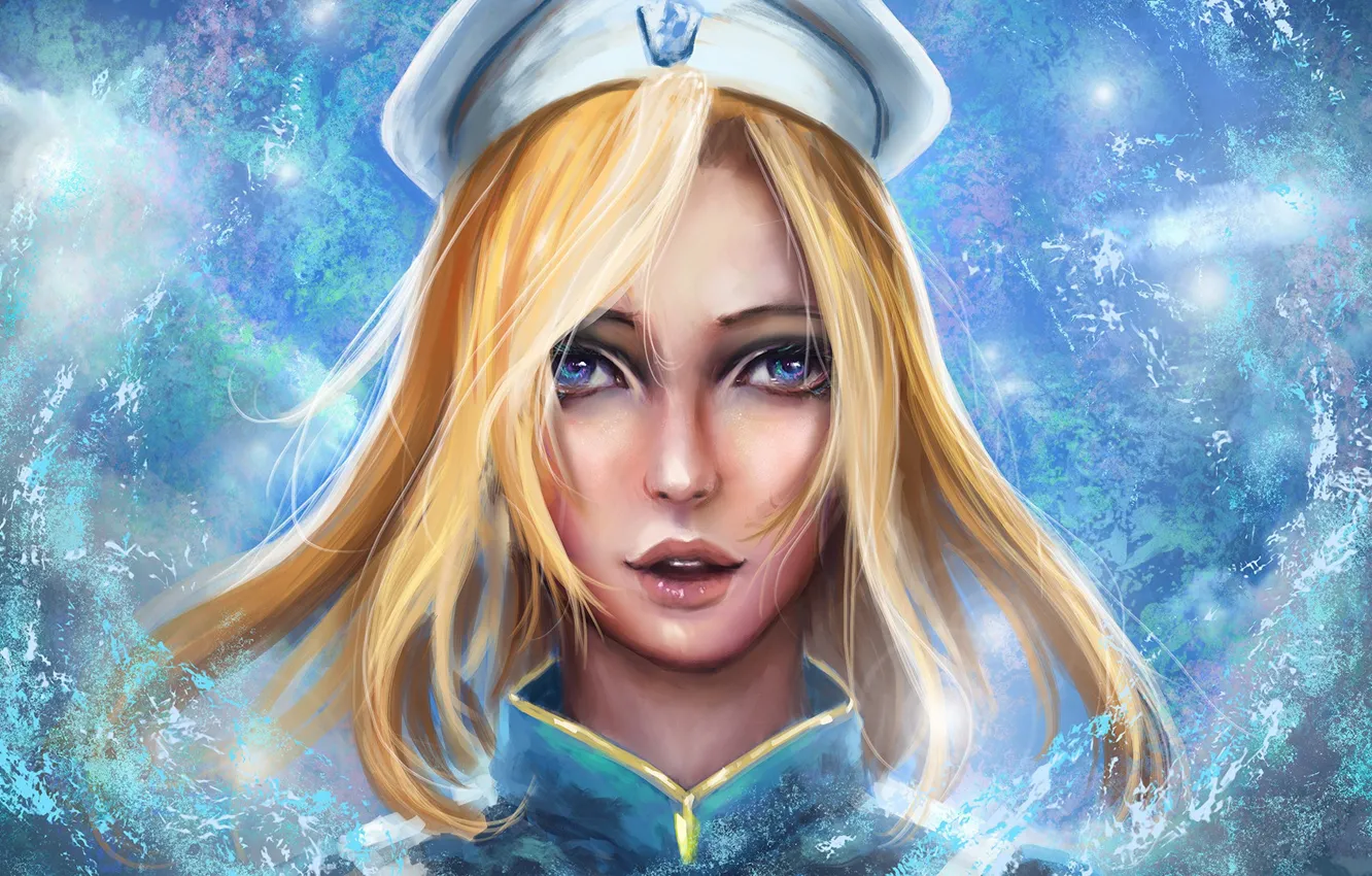 Photo wallpaper girl, face, art, Overwatch