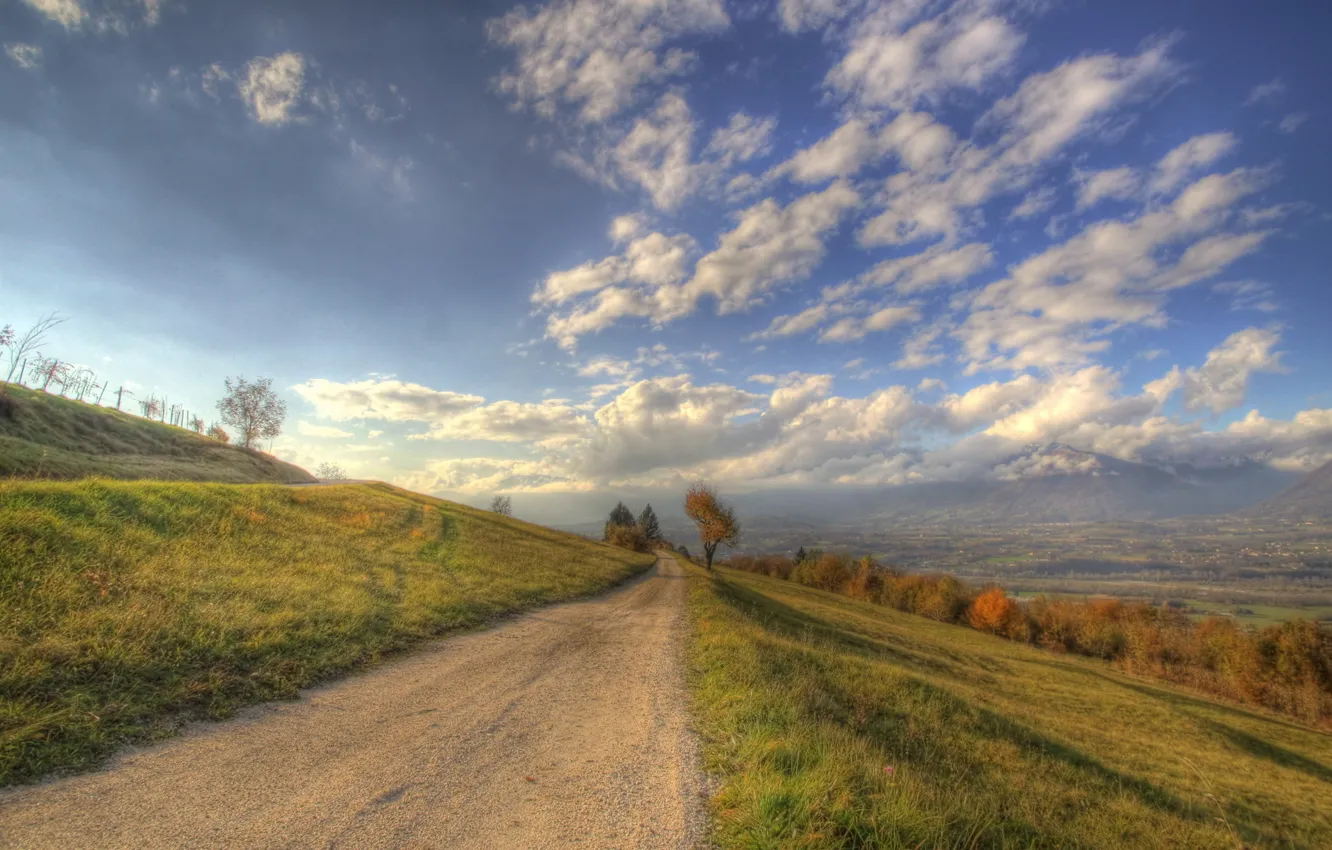 Photo wallpaper road, nature, cloud