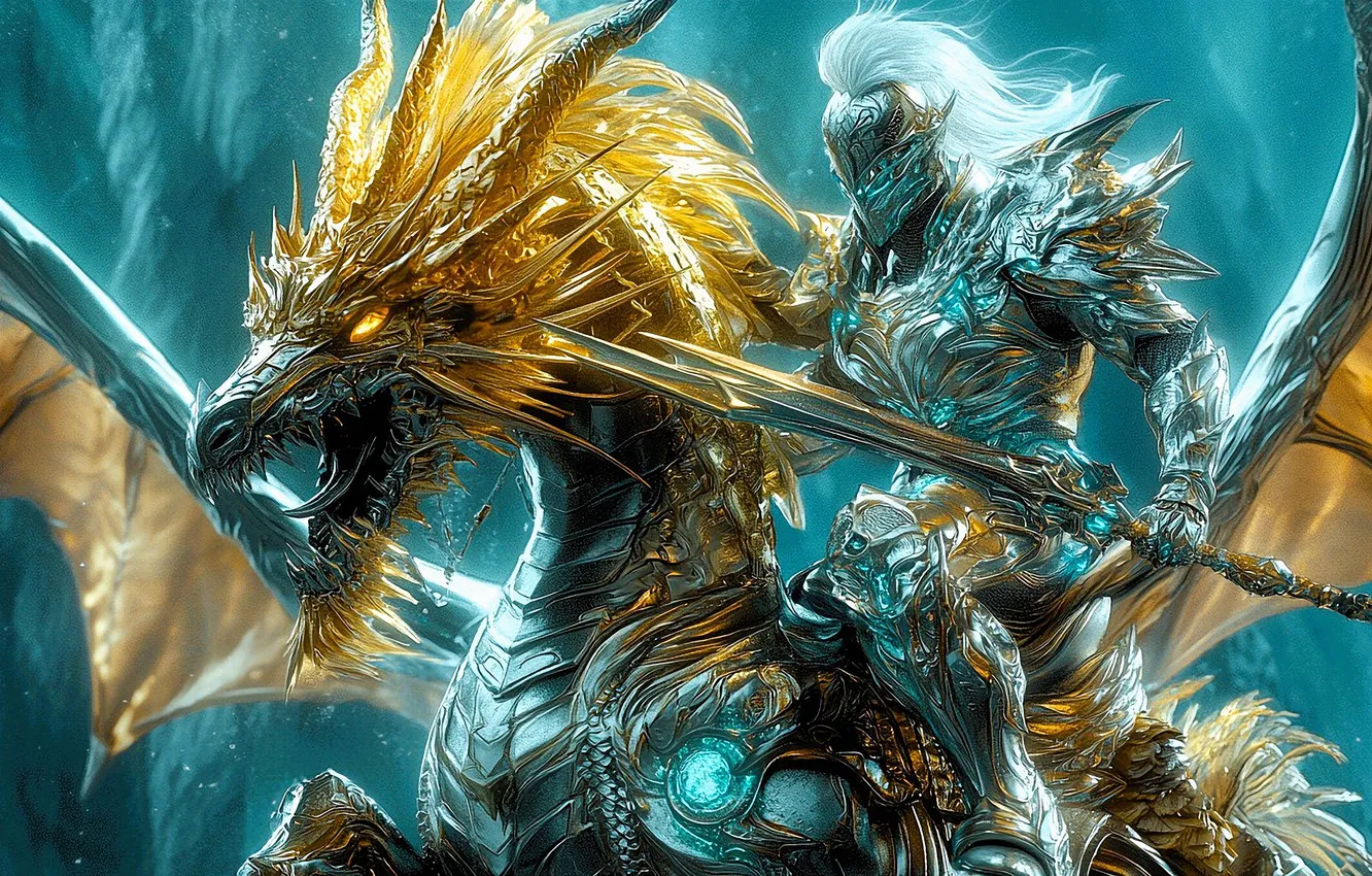 Photo wallpaper sword, armor, battle, mouth, rider, knight, digital art, anger