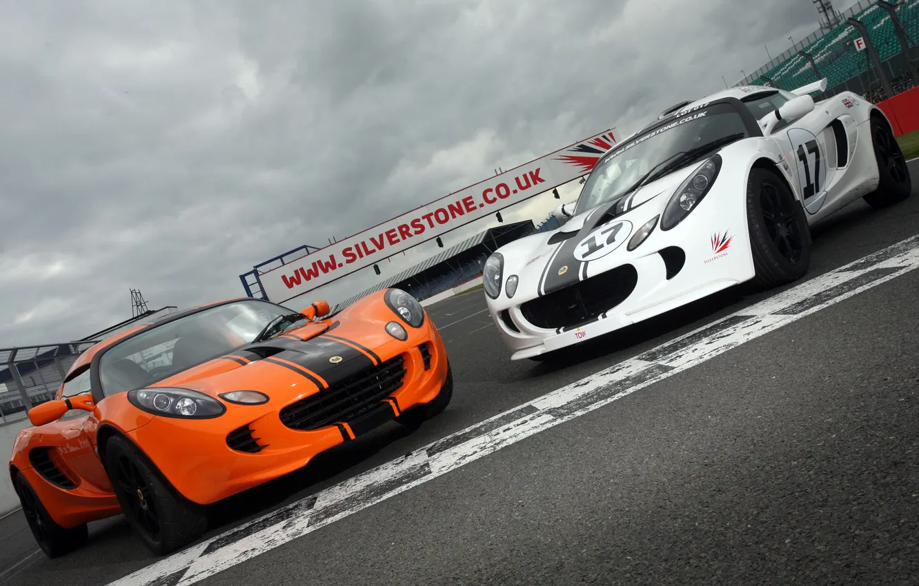 Photo wallpaper white, orange, track, Lotus, white, Lotus, orange, Elise