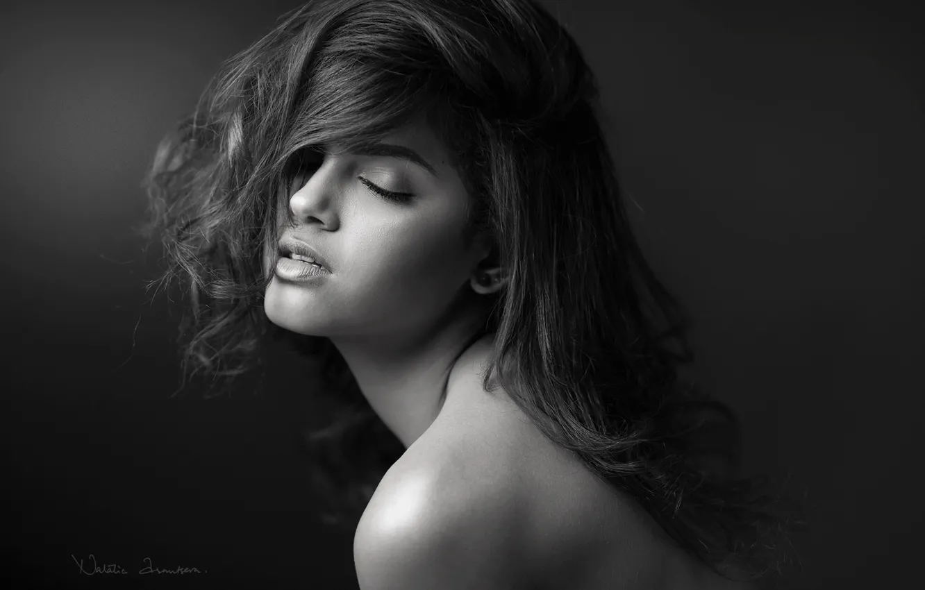 Photo wallpaper girl, pose, portrait, Joana, black and white photo, Natalia Arantseva